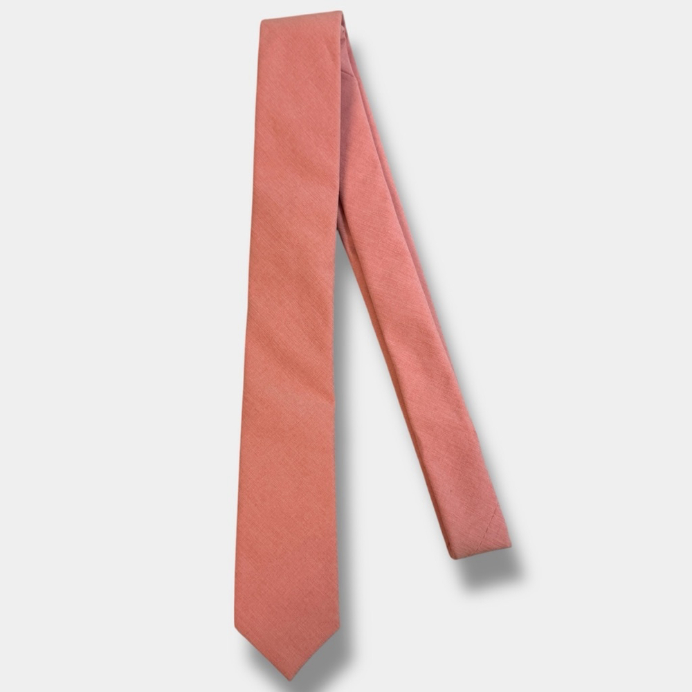 Original Penguin Slim Skinny Tie Salmon Pink Cotton Blend Preppy Mens 2.5”